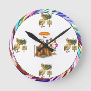 Pierre pelican's brilliant beak round clock