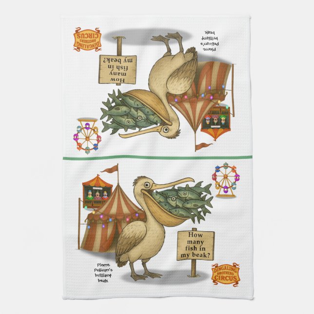 Pierre pelican's brilliant beak tea towel (Vertical)