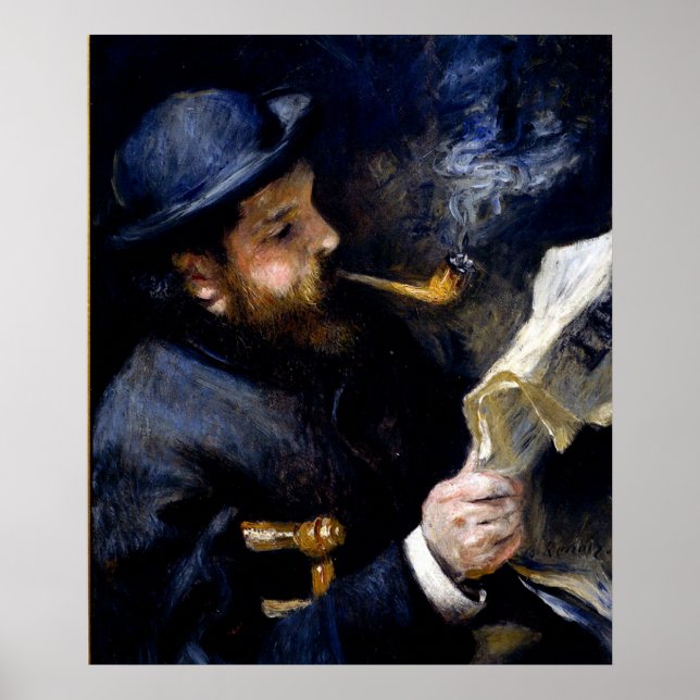 Pierre Renoir - Claude Monet Reading a Newspaper Poster (Front)