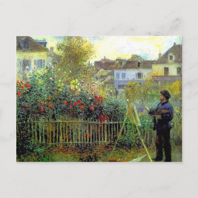 Pierre Renoir- Monet painting in his garden Postcard (Front)