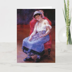 Pierre Renoir- Sleeping Girl (Girl with a Cat) Card