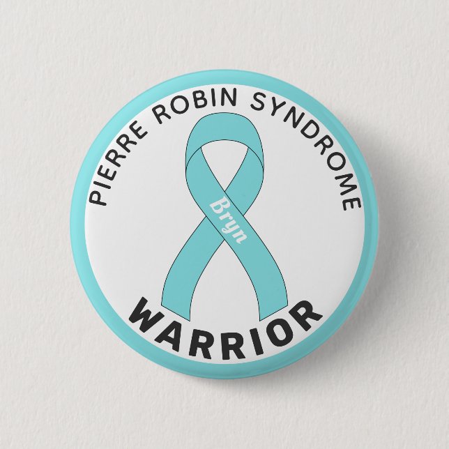 Pierre Robin Syndrome Warrior Ribbon White Button (Front)