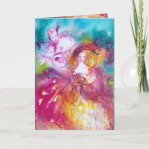 PIERROT AND ARLECCHINA  Romantic Birthday Card