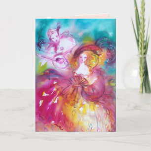 PIERROT AND ARLECCHINA  Valentine's Day Holiday Card