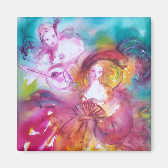 PIERROT AND ARLECCHINA Venetian Carnival, Magnet (Front)
