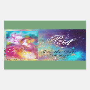 PIERROT AND ARLECCHINA Venetian Carnival,Monogram Rectangular Sticker