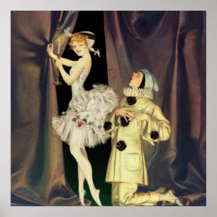 “Pierrot and Columbine” by FX Leyendecker Poster
