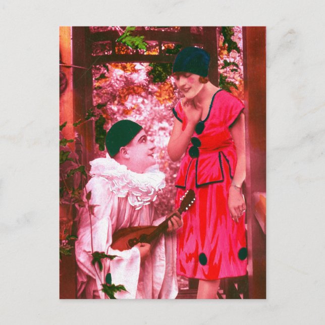 Pierrot and Columbine Postcard (Front)