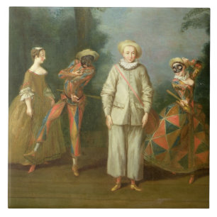 Pierrot and Harlequin Ceramic Tile