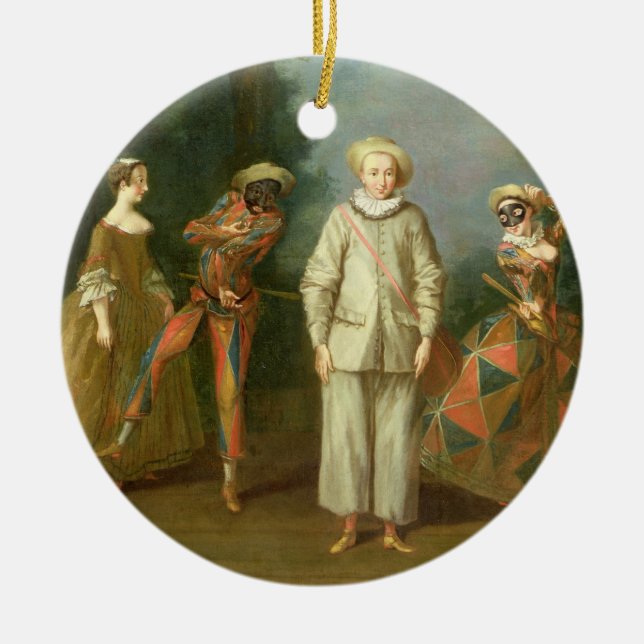 Pierrot and Harlequin Ceramic Tree Decoration (Front)