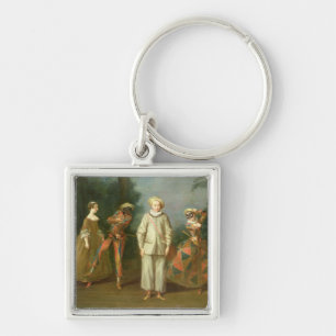 Pierrot and Harlequin Key Ring