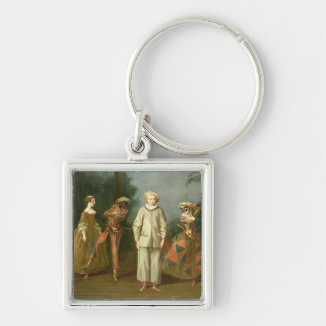 Pierrot and Harlequin Key Ring (Front)