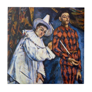 Pierrot and Harlequin, Mardi Gras by Paul Cezanne Ceramic Tile