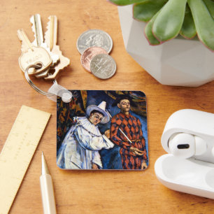 Pierrot and Harlequin, Mardi Gras by Paul Cezanne Key Ring
