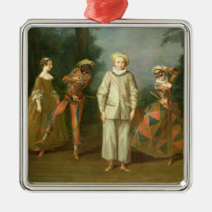 Pierrot and Harlequin Metal Tree Decoration