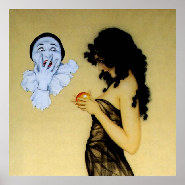 “Pierrot and Temptation” by Raphael Kirchner Poster (Front)