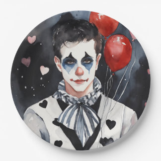 Pierrot black and white paper plate