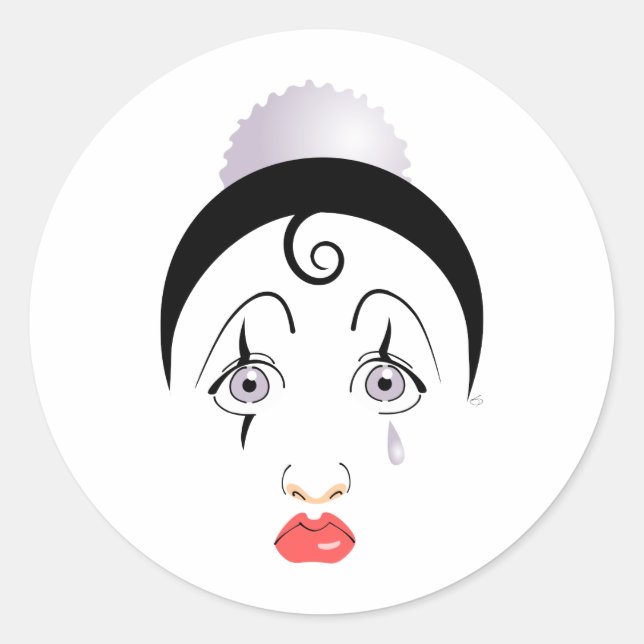Pierrot Classic Round Sticker (Front)