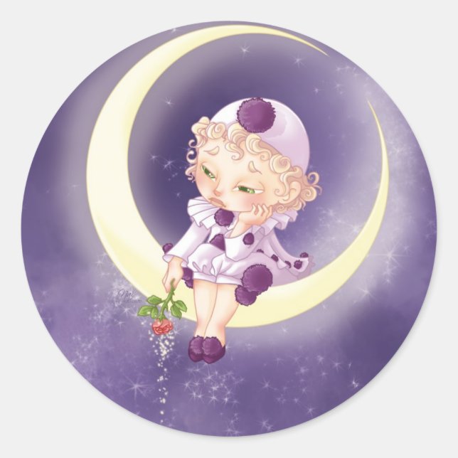 Pierrot Classic Round Sticker (Front)