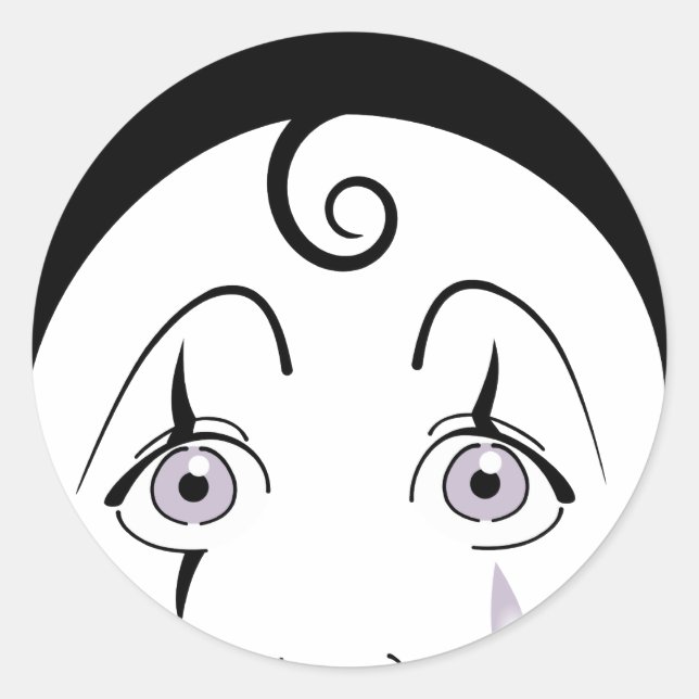 Pierrot Classic Round Sticker (Front)