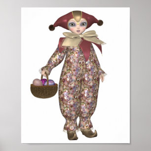 Pierrot Clown Doll with Easter Eggs Poster