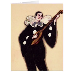 Pierrot in Black Playing Lute by Sophia Chiostri