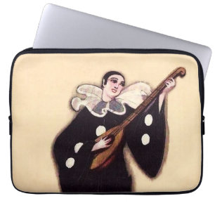 Pierrot in Black Playing Lute by Sophia Chiostri Laptop Sleeve