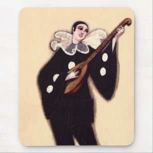 Pierrot in Black Playing Lute by Sophia Chiostri Mouse Pad