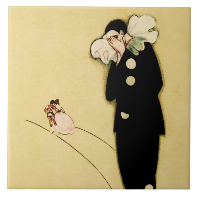 Pierrot’s Lost Love by Sophia Chiostri Ceramic Tile (Front)