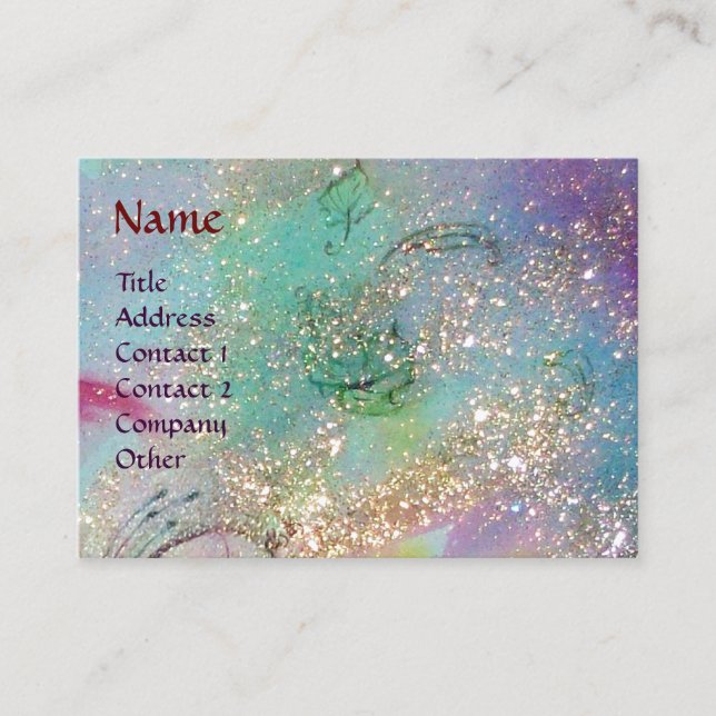 PIERROT WITH CAT Masquerade Mask, Blue Sparkles Business Card (Front)