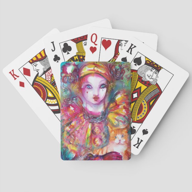 PIERROT WITH CAT / Venetian Masquerade Masks  Playing Cards (Back)