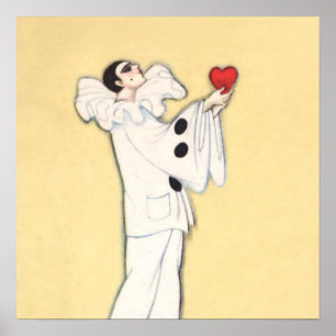 Pierrot With Red Heart by Sophia Chiostri Poster