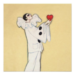 Pierrot With Red Heart by Sophia Chiostri Poster