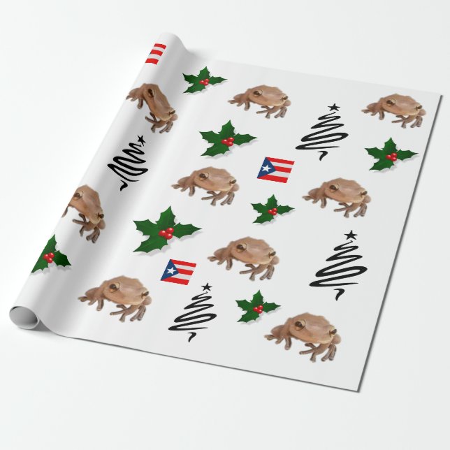 PIERTO RICO FLAG AND COQUI WRAPPING PAPER (Unrolled)