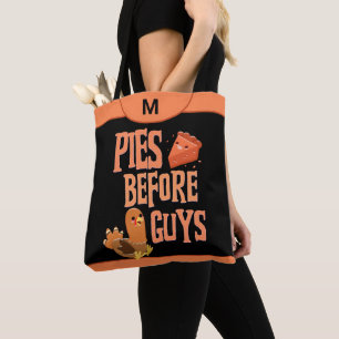 Pies Before Guys Thanksgiving Monogram Fun Tote Bag