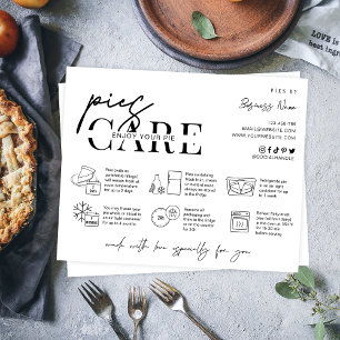 Pies Care Instructions Minimal Modern Logo Bakery Thank You Card