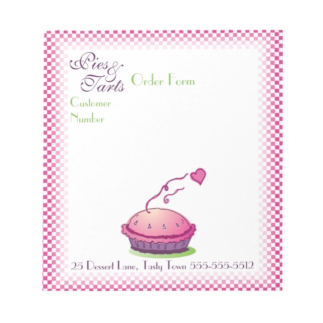 Pies & Tarts Order Form Notepad (Front)