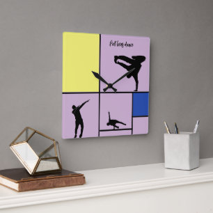 Piet Loves Dance Mondrian Street Hiphop Style Square Wall Clock