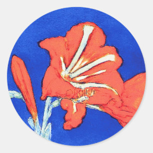 Piet Mondrian - Amaryllis Fine Art Flower Painting Classic Round Sticker