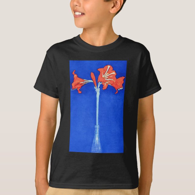 Piet Mondrian - Amaryllis Fine Art Flower Painting T-Shirt (Front)