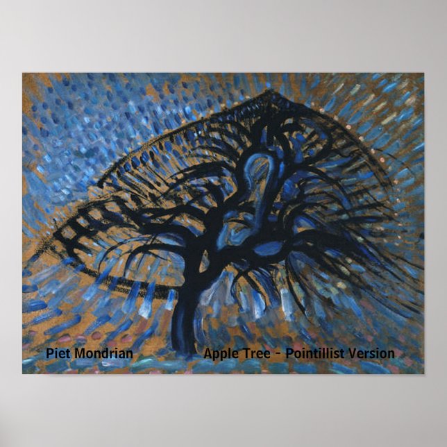 Piet Mondrian Apple Tree Pointillist Version Poster (Front)