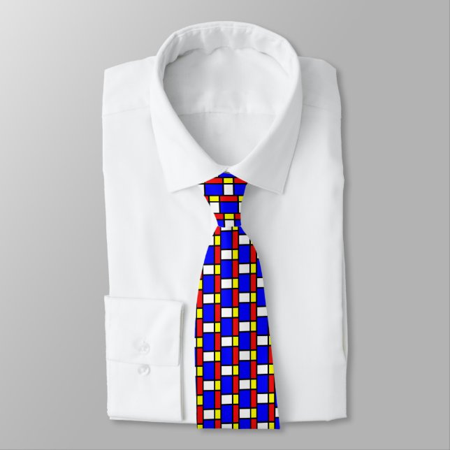 Piet Mondrian Art Style Modern Bright Colourful Tie (Tied)