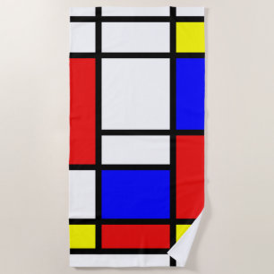 Piet Mondrian Art Style Modern Bright Colours Beach Towel