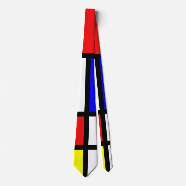 Piet Mondrian Art Style Modern Bright Colours Tie (Front)