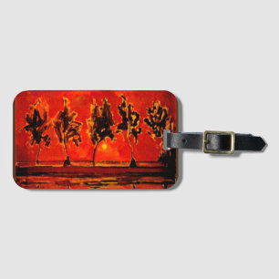 Piet Mondrian art, Trees by the Geine at Moonrise Luggage Tag