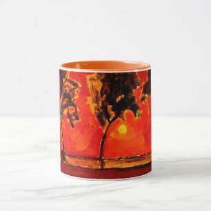 Piet Mondrian art, Trees by the Geine at Moonrise Mug