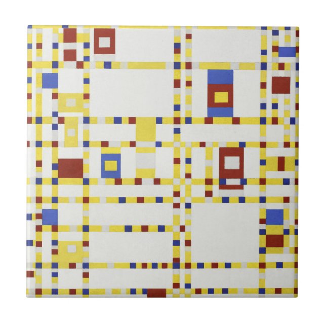 Piet Mondrian Broadway Boogie Woogie Abstract Art Ceramic Tile (Front)