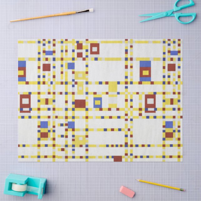 Piet Mondrian Broadway Boogie Woogie Abstract Art Tissue Paper (Craft)
