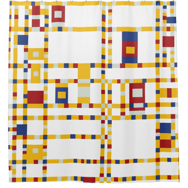 Piet Mondrian - Broadway Boogie Woogie Modern Art Shower Curtain (Front)