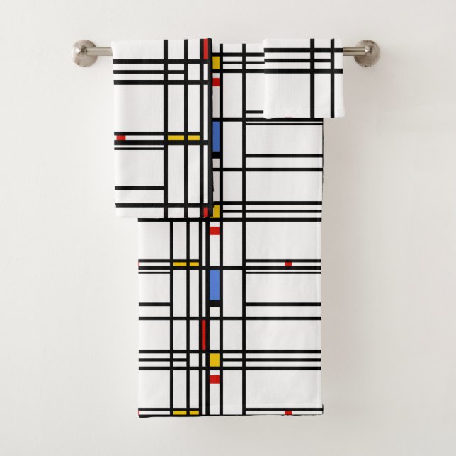 Piet Mondrian, Composition 10 Bath Towel Set (Insitu)